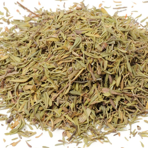 El tomillo tiene propiedades culinarias y medicinales. En la cocina se usa para la carne de cordero, pollo y pescado y para aromatizar vinagres y aceites.