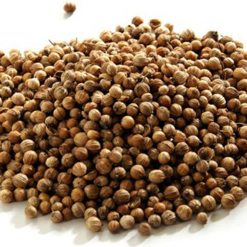 Semillas de cilantro, sabor dulzón y picante. Se utilizan en carnes de cerdo y cordero, pescados y guisos.