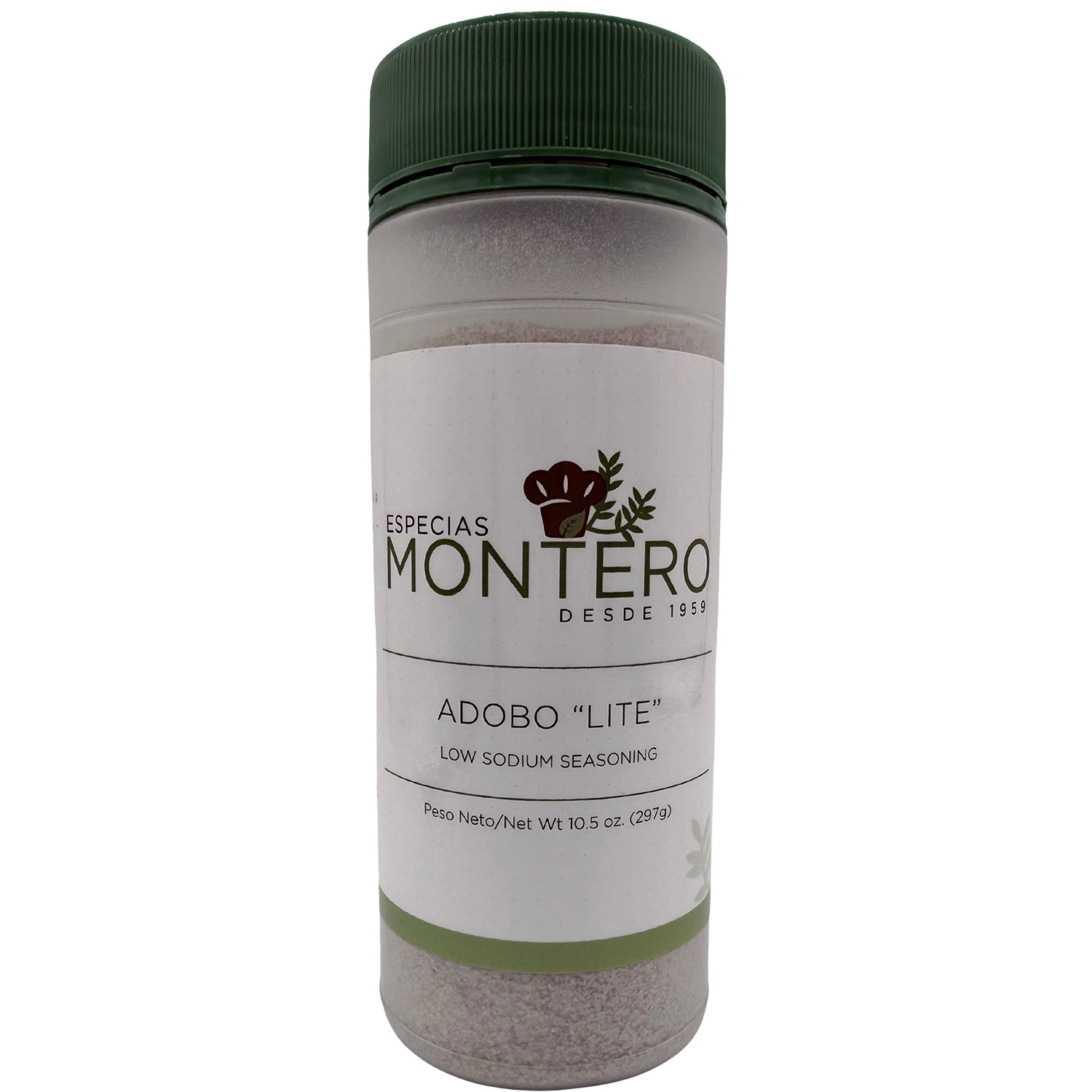 Adobo Lite, Especias Montero, low sodium seasoning, 10.5oz, single item Descubre el poder del adobo Lite, bajo en sodio, y transforma tus platillos en auténticas delicias llenas de sabor y tradición. Mezcla de especias bajo en sodio que se utiliza para marinar, sazonar y dar sabor a una amplia variedad de platos, especialmente en la cocina latinoamericana y caribeña. Su versatilidad y poder de realzar sabores lo han convertido en un básico en muchas cocinas. Ideal para marinar el pollo, la carne de cerdo o res y pescados. El adobo es perfecto para asar o guisar. También se utiliza en la preparación de salsas, sopas y guisos, aportando un fondo de sabor delicioso y aromático. Media cucharada adoba una libra de carne, aves, o mariscos. Aplique aceite y vinagre al gusto. Sal, ajo, orégano, fosfato de tricalcio. Envase resellable.