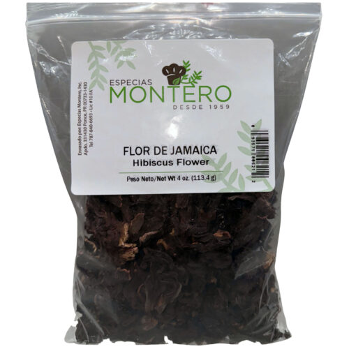Flor de Jamaica (hibiscus flower) sobre resellable de 4 onzas